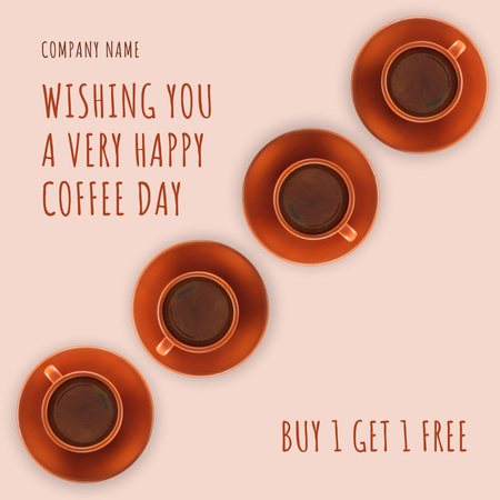 Four Cups of Espresso for Coffee Day Instagram tervezősablon
