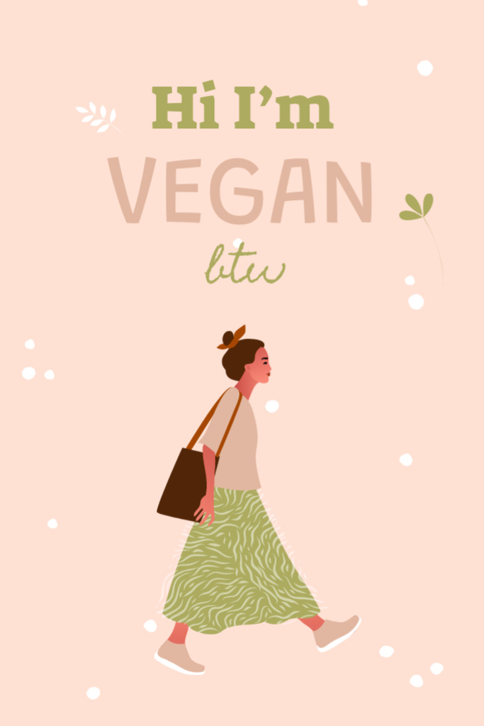 Vegan Way of Life Concept Text on Beige Postcard 4x6in Vertical – шаблон для дизайна