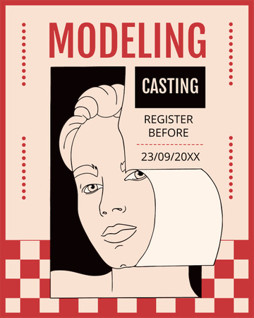 Casting Models with Portrait of Woman Instagram Post Vertical Design Template