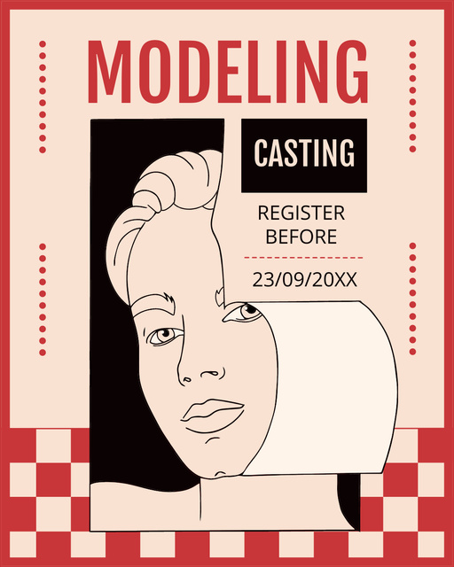 Casting Models with Portrait of Woman Instagram Post Vertical tervezősablon