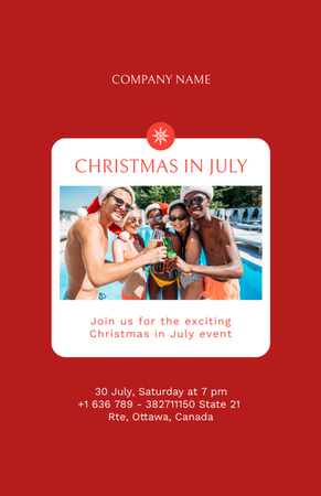 Christmas Party in July with Bunch of Young People in Pool Flyer 5.5x8.5in tervezősablon