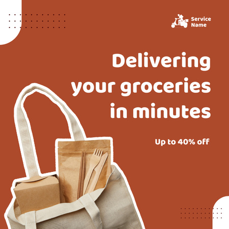 Groceries Delivery Service Offer Instagram AD Design Template