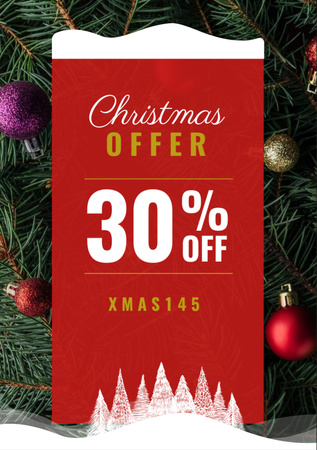Platilla de diseño Christmas Offer with Decorated Fir Tree Flyer A7