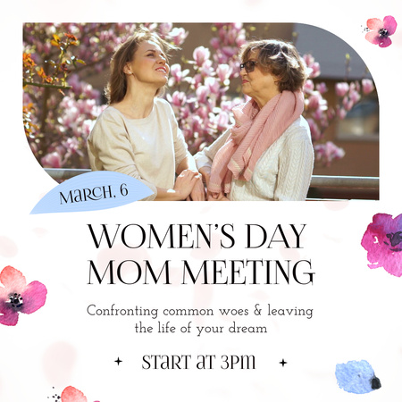 Mom Meeting Announcement On Women's Day Animated Post Design Template