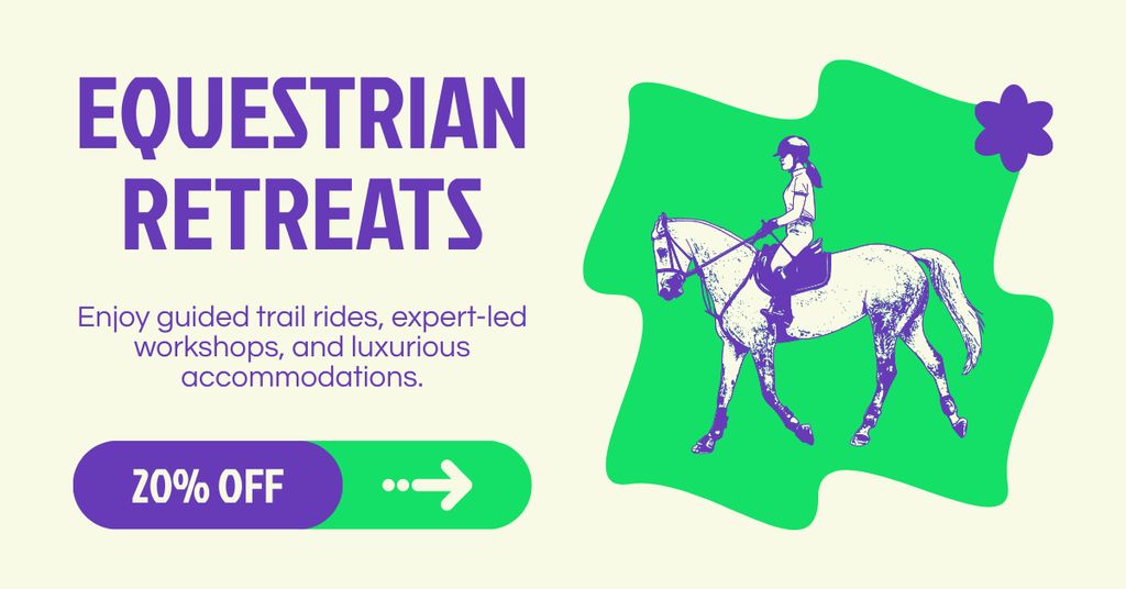Template di design Discounted Horse Retreat Tours Facebook AD