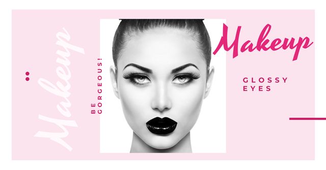 Designvorlage Makeup Ad Young Attractive Woman Face für Facebook AD