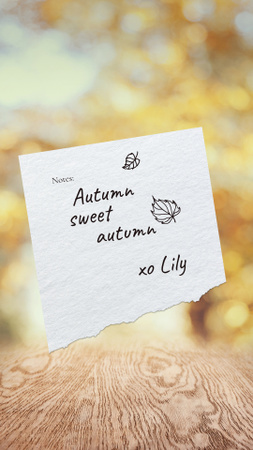 Ontwerpsjabloon van Instagram Video Story van herfstinspiratie met paper note on foliage