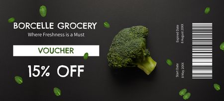 Fresh Veggies With Discount In Black Coupon 3.75x8.25in Design Template