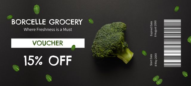 Modèle de visuel Fresh Veggies With Discount In Black - Coupon 3.75x8.25in