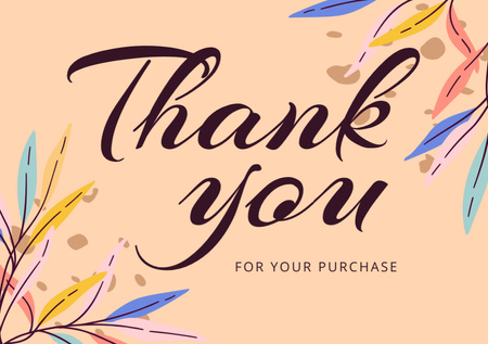 Thankful Phrase for Purchase With Floral Twigs Postcard A5 Modelo de Design