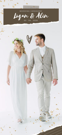 Fotografie šťastného ženicha a nevěsty v bílém Snapchat Moment Filter Šablona návrhu