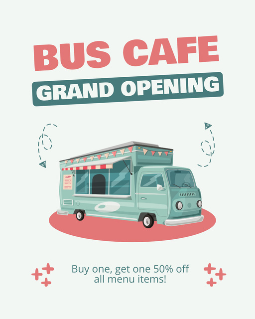 Bus Cafe Grand Opening With Discounts Instagram Post Vertical Tasarım Şablonu