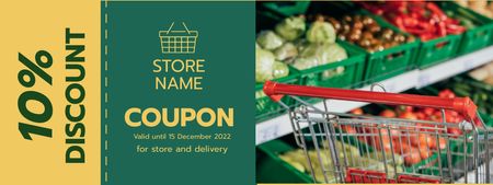 Grocery Products And Veggies Delivery Discount Coupon Design Template