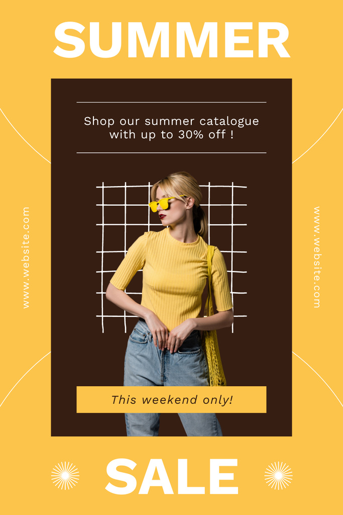 Plantilla de diseño de Summer Clothes and Accessories Offer on Yellow Pinterest 