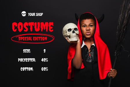 Designvorlage Kid in Halloween's Costume für Label