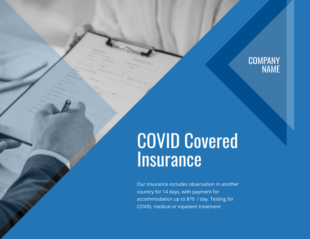 Wide-ranging Covid Insurance Plan Offer Flyer 8.5x11in Horizontal Design Template