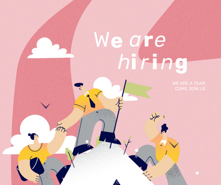 Hiring Anouncement with Workers Facebook Design Template