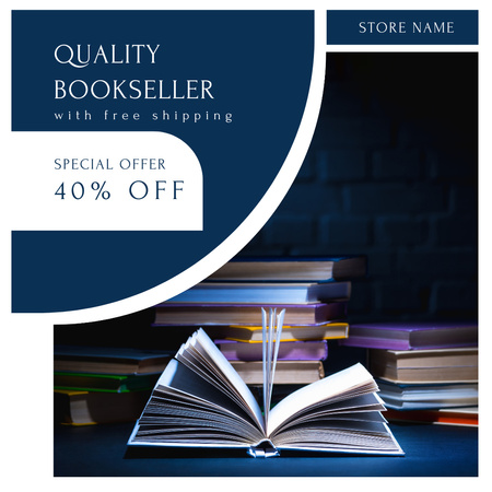 Impressive Book Discount on Dark Blue Instagram Design Template