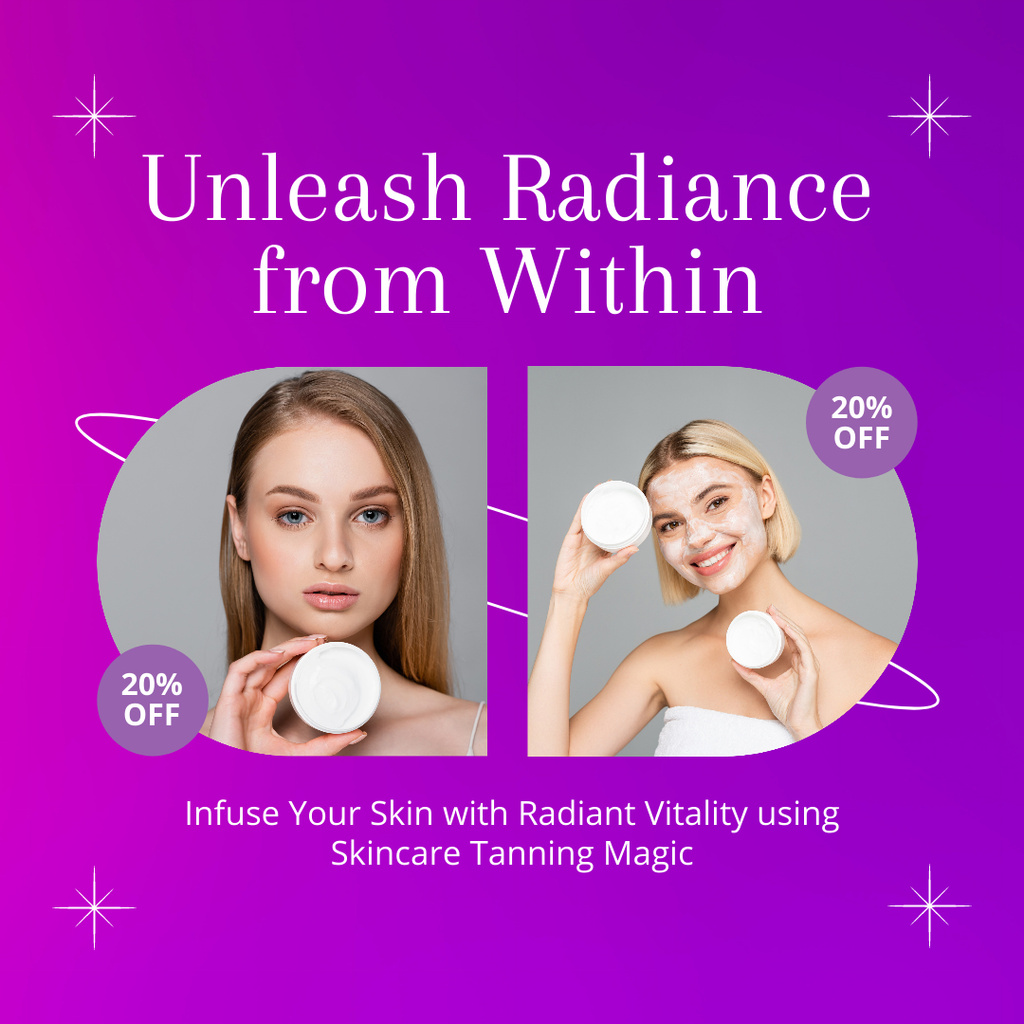 Modèle de visuel Promotional Offer for Tanning Cream with Beautiful Women - Instagram