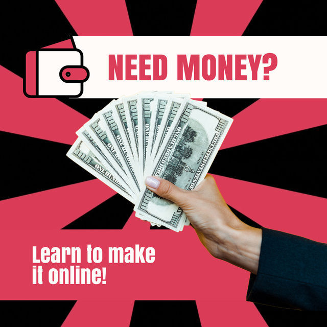 Social Media Ad About Money Earning Online Animated Postデザインテンプレート