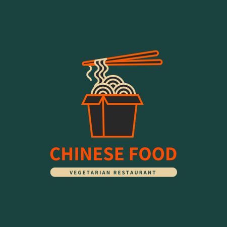 Tasty Chinese Noodles Dish Logo Design Template