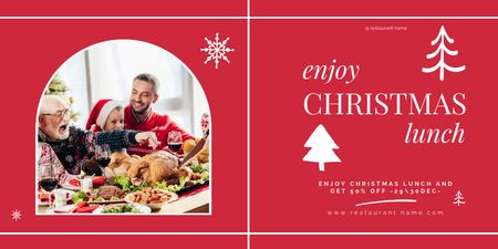 Christmas meal discount with Happy Family Twitter Design Template