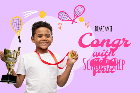 Scholarship Congratulation with Cute Boy Postcard 4x6in Design Template
