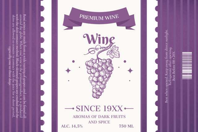 Ontwerpsjabloon van Label van Premium Wine With Spices Vendor Promotion