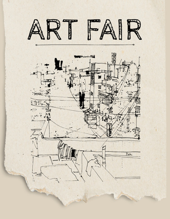 Art Fair Announcement with Creative Sketch Flyer 8.5x11in Design Template