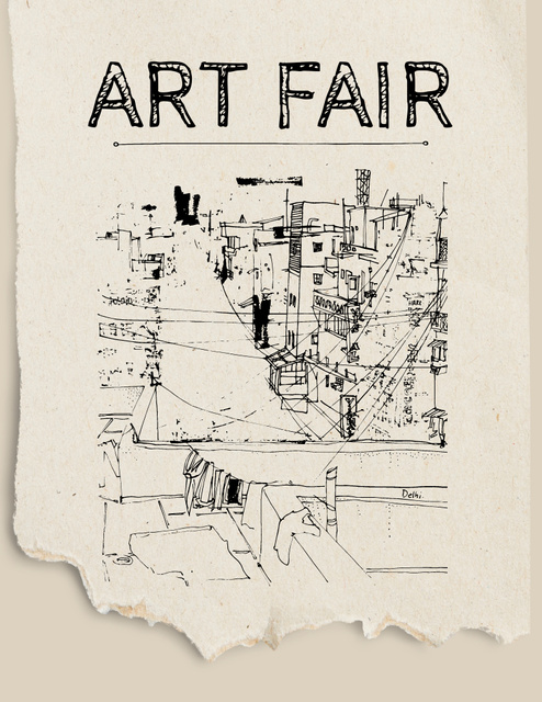 Platilla de diseño Art Fair Announcement with Creative Sketch Flyer 8.5x11in