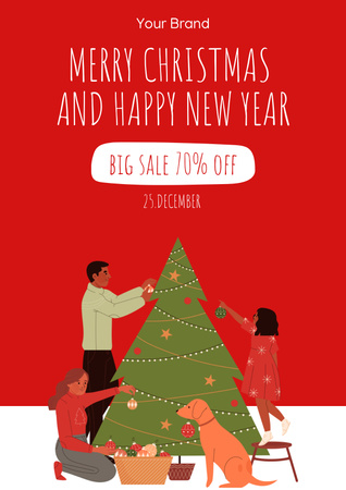 Christmas and New Year Sale Offer Poster Design Template