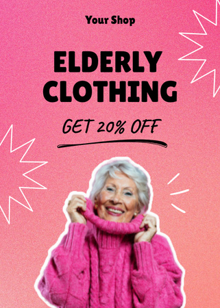 Modèle de visuel Offre de réduction sur les vêtements pour personnes âgées - Flayer