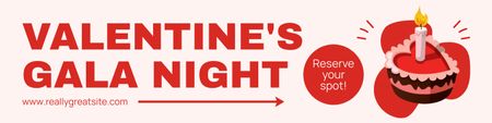 Valentine's Day Gala Night Announcement With Cake Twitter Design Template