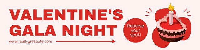 Valentine's Day Gala Night Announcement With Cake Twitter Design Template