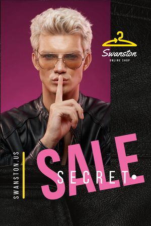 Template di design Fashion sale ad with Young Man Tumblr