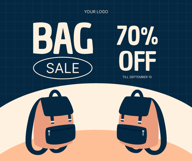 Sale Offer of School Backpacks on Blue Facebook – шаблон для дизайна