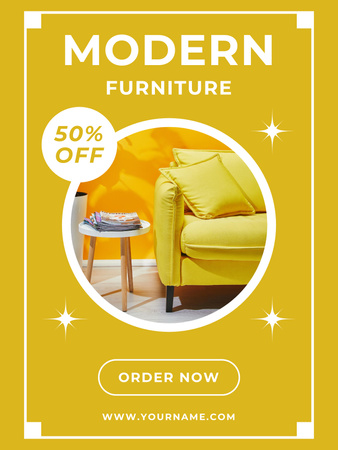 Modern Furniture Offer on Vivid Yellow Poster US Design Template