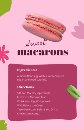 Designvorlage Süßes rosa Macaron-Plätzchen für Recipe Card