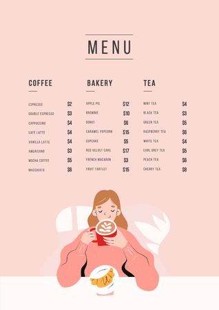 Cafe promotion with dreamy Girl Menu Design Template