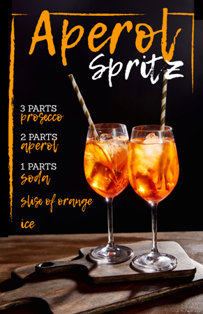 Template di design cocktail estivo in bicchiere con arancio Recipe Card