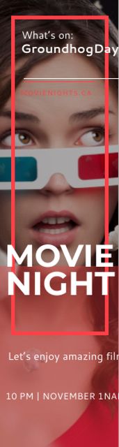 Movie Night Event Woman in 3d Glasses Skyscraper tervezősablon