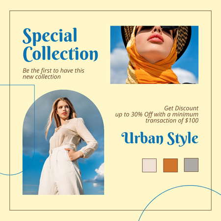 Urban Style Fashion Collection With Discount Instagram Tasarım Şablonu
