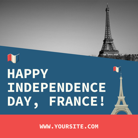 France Independence Day Greeting Instagram tervezősablon