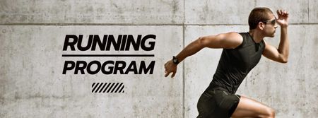 Ontwerpsjabloon van Facebook cover van Running Program Ad with Sportsman