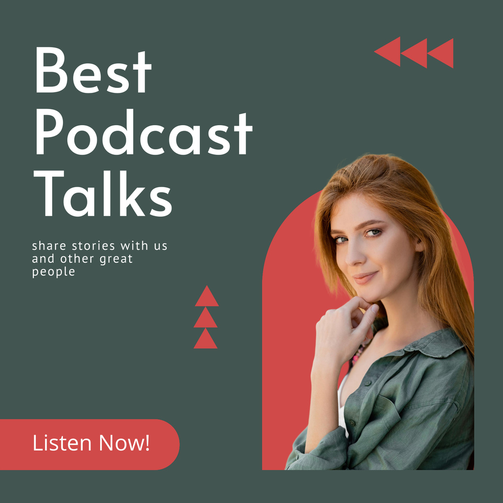 Platilla de diseño Podcast with Best Talks Podcast Cover