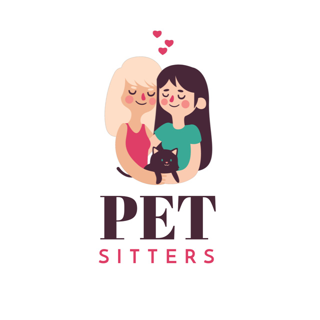 Pet Sitters and Cat Lovers Animated Logo Tasarım Şablonu