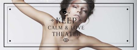 Theater Quote with Woman Performing in White Facebook cover Design Template
