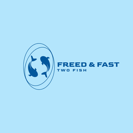 Company Emblem in Shape of Two Fish Logo Design Template
