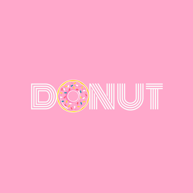 Bakery Ad with Pink Donut with Sprinkles Logo 1080x1080px tervezősablon