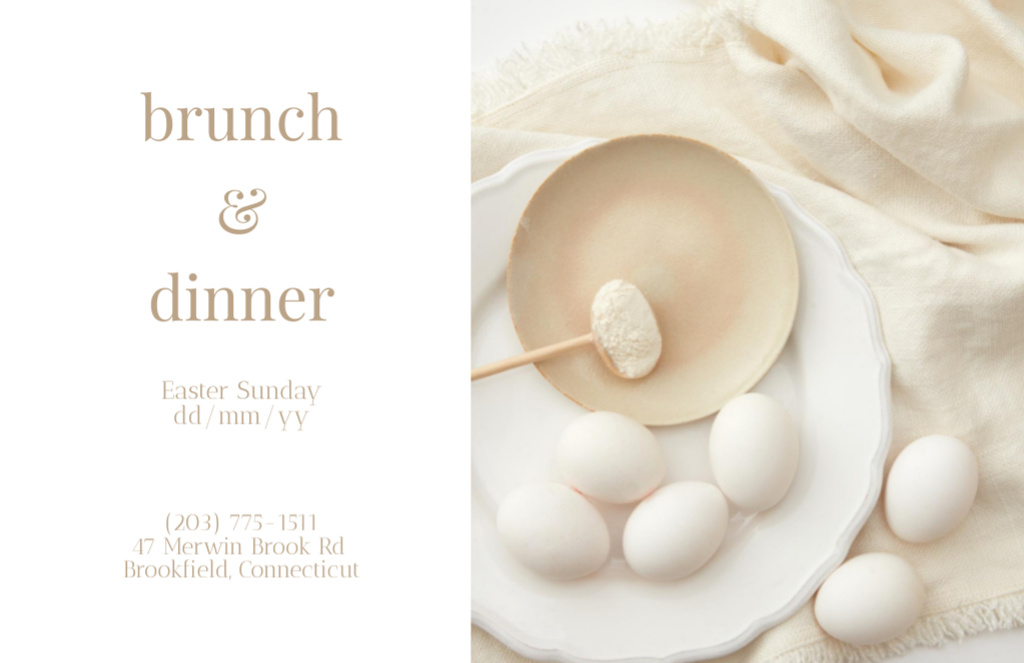 Plantilla de diseño de Eggs on Plate for Easter Brunch and Dinner Flyer 5.5x8.5in Horizontal 